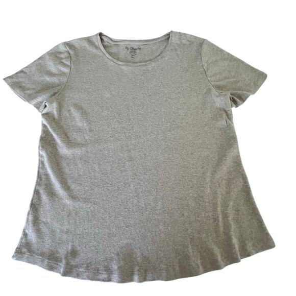 By Chico’s 2= Woman Size 12 Oatmeal Cotton Knit Top Tee Shirt Short Sleeve Basic - Picture 3 of 8